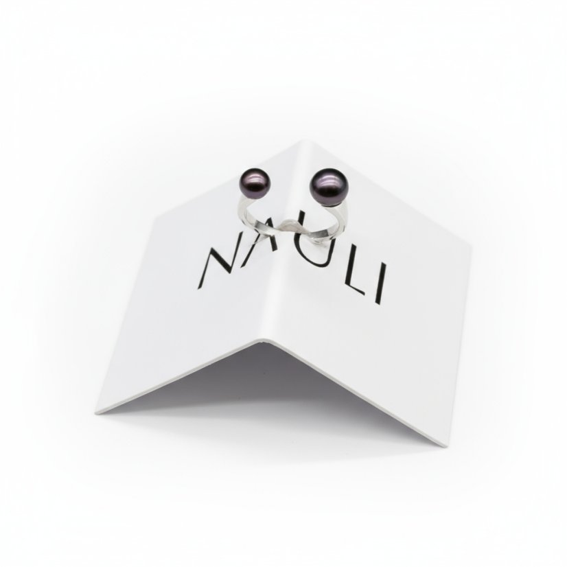 Stříbrný prsten s dvěma perlami - DARK