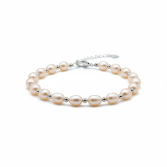 Perlový NÁRAMEK - ROSE SILVER BUBBLE