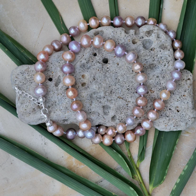 Perlový NÁHRDELNÍK - EDISON MINI - Barva zapínání: Stříbrná