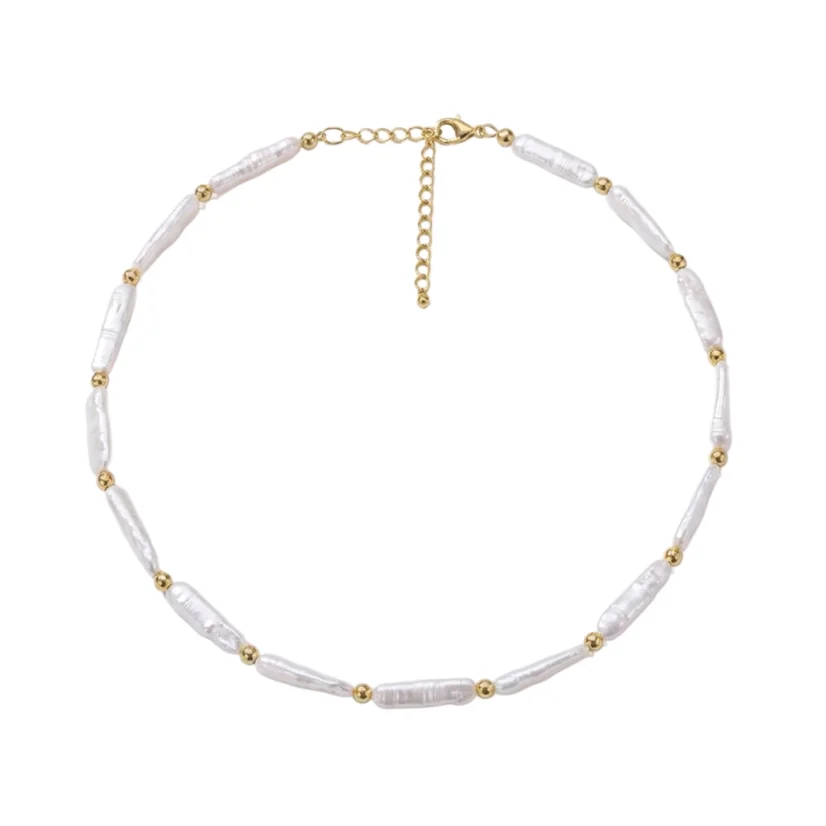 Perlový NÁHRDELNÍK - WHITE NEEDLE KESHI