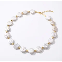 Perlový NÁHRDELNÍK - WHITE COIN