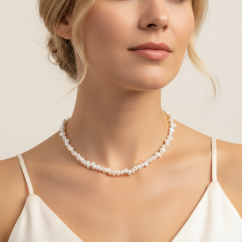 Perlový NÁHRDELNÍK - RICE SILVER MINI