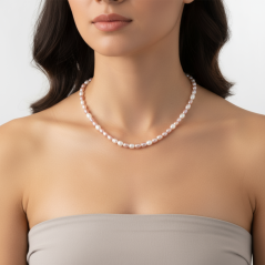 Perlový NÁHRDELNÍK - VIOLET WHITE BUBBLE SILVER CHOKER