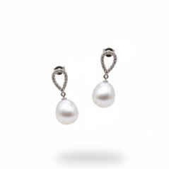 Perlové NÁUŠNICE se zirkony - DROP