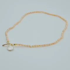 Perlový NÁHRDELNÍK - ROSE SIMPLY GOLD COIN