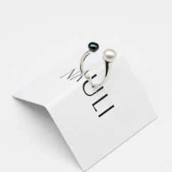 Stříbrný prsten s dvěma perlami WHITE - DARK