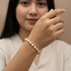 Perlový NÁRAMEK - ROSE SILVER BUBBLE