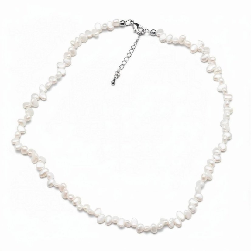 Perlový NÁHRDELNÍK - RICE SILVER MINI