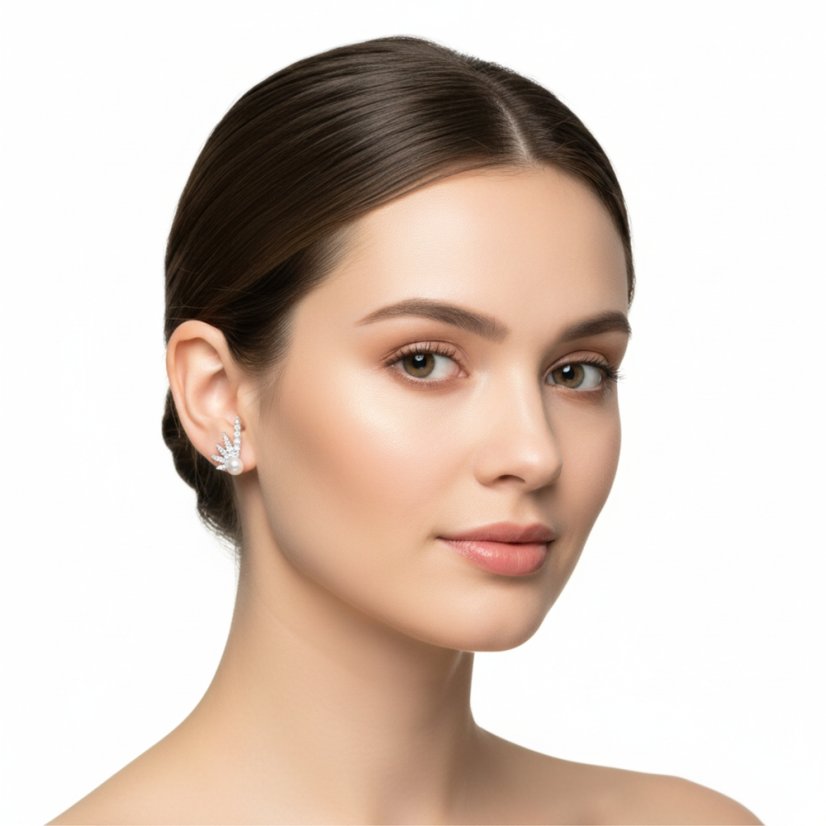 Perlové NÁUŠNICE se zirkony - WINGS