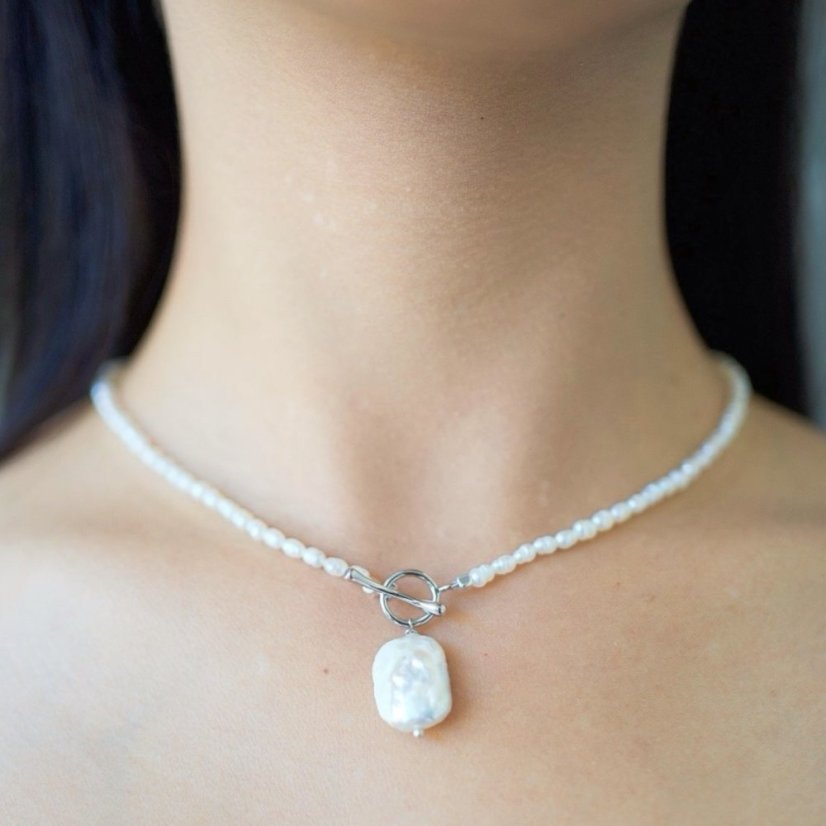 Perlový NÁHRDELNÍK - WHITE BAROC