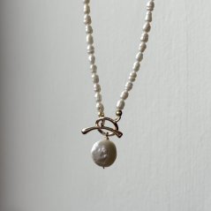 Perlový NÁHRDELNÍK - WHITE SIMPLY GOLD COIN