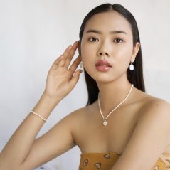 Perlový NÁHRDELNÍK - WHITE SIMPLY GOLD COIN