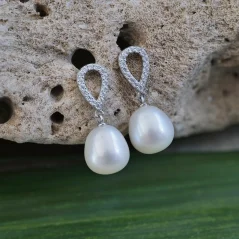 Perlové NÁUŠNICE se zirkony - DROP