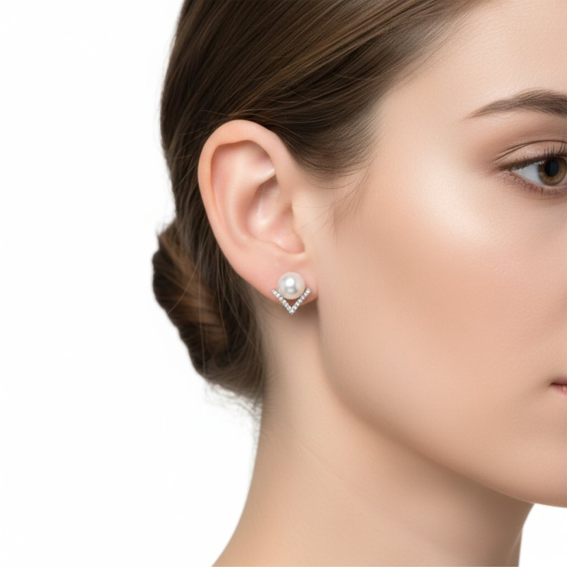 Perlové NÁUŠNICE se zirkony - VÉČKO