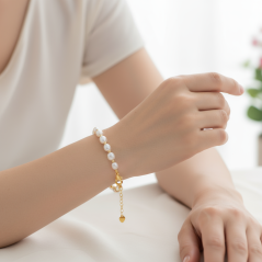 Perlový NÁRAMEK - WHITE GOLD BUBBLE