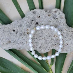 Perlový NÁRAMEK - WHITE BUBBLE MIST