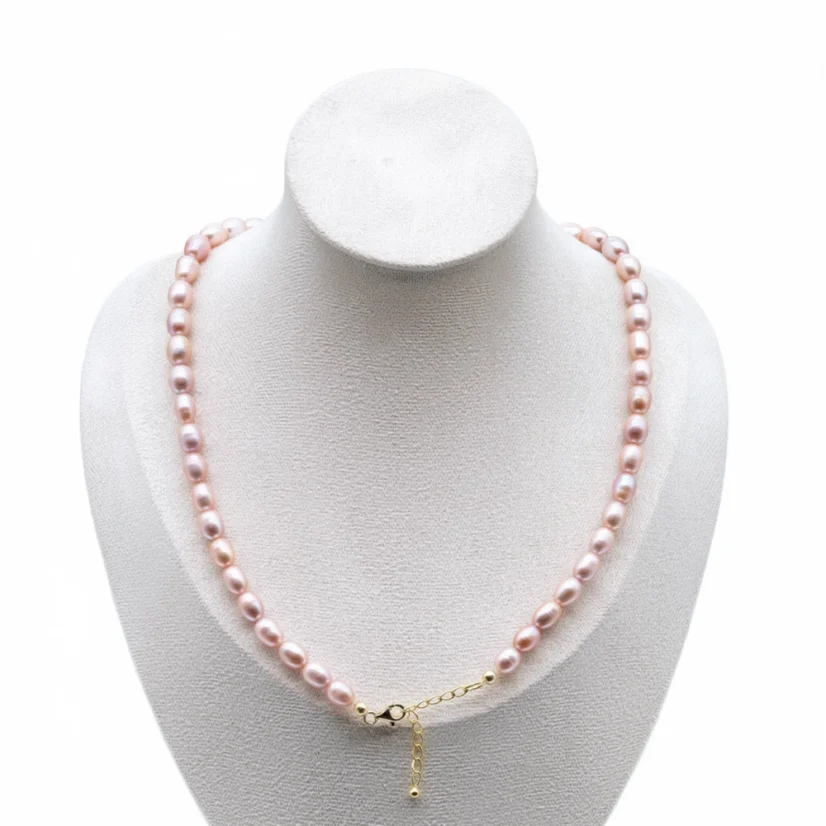 Perlový NÁHRDELNÍK - VIOLET BUBBLE MIST - Barva zapínání: Zlatá