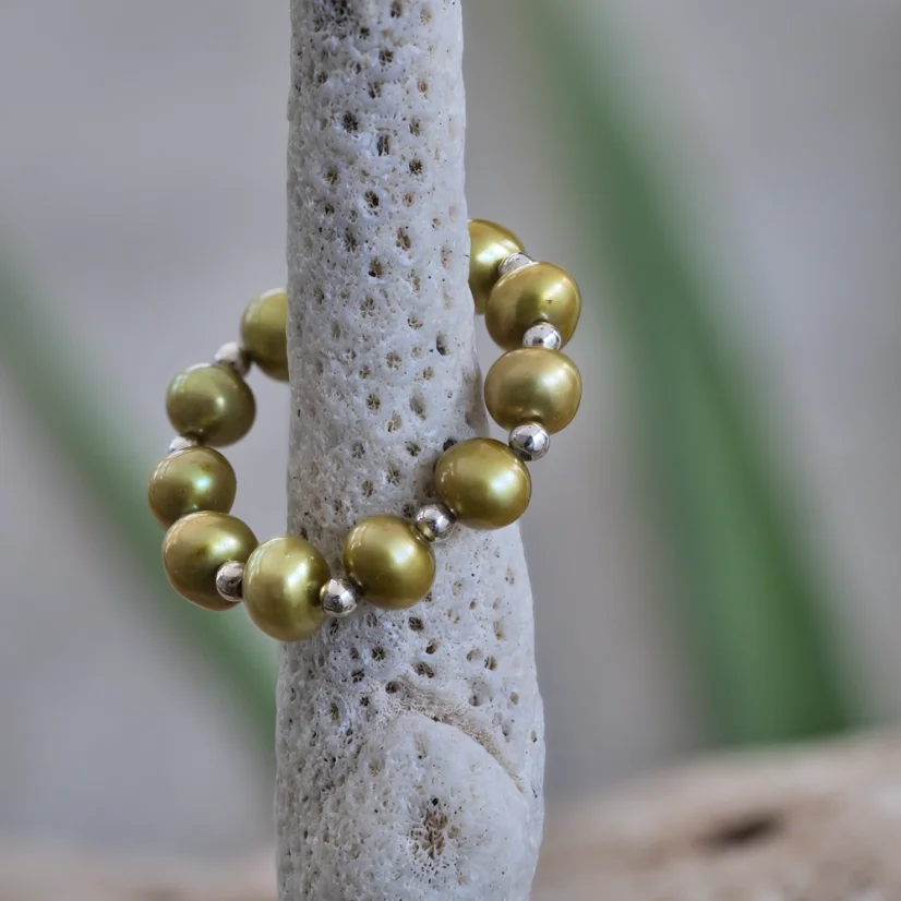 Perlový prsten 7 RINGS - Zelený