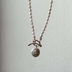 Perlový NÁHRDELNÍK - WHITE SIMPLY GOLD COIN