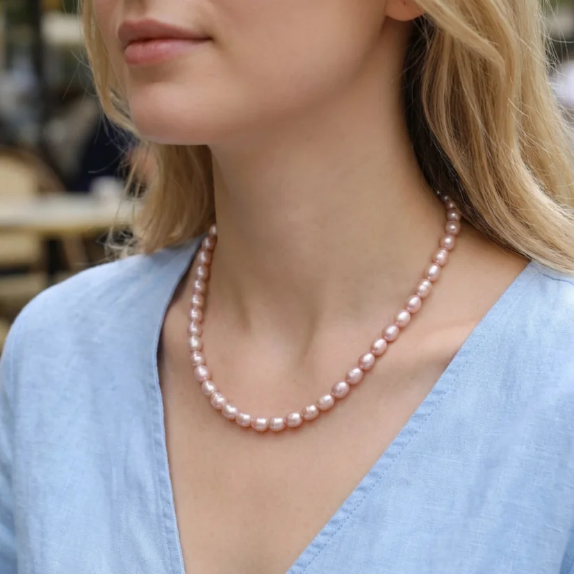 Perlový NÁHRDELNÍK - VIOLET BUBBLE MIST - Barva zapínání: Stříbrná