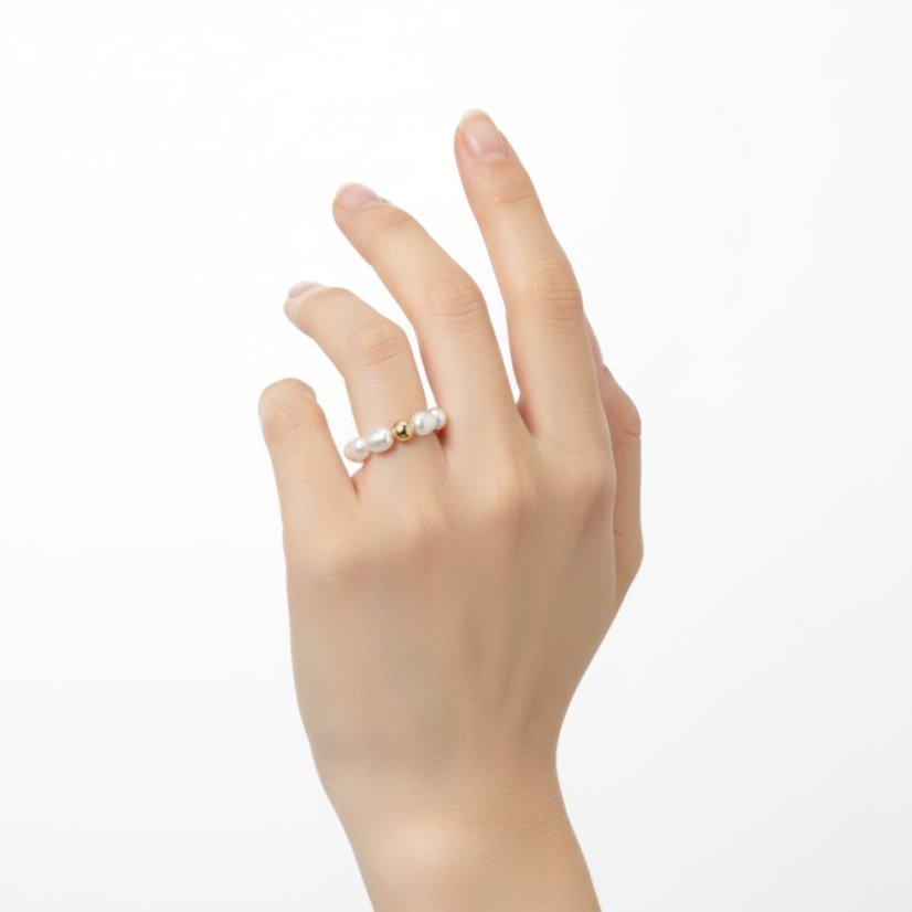 Perlový PRSTEN BUBBLE WHITE - Barva zapínání: Stříbrná, Velikost: 52