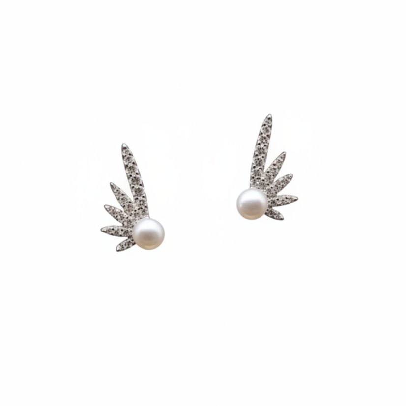 Perlové NÁUŠNICE so zirkónmi – WINGS