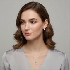 Stříbrný ŘETÍZEK a NÁUŠNICE - Sněhulák