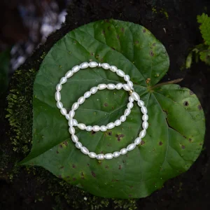 Set náramku 15cm a náhrdleníku - WHITE SILVER BUBBLE