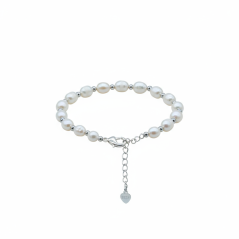 Perlový NÁRAMEK - WHITE SILVER BUBBLE