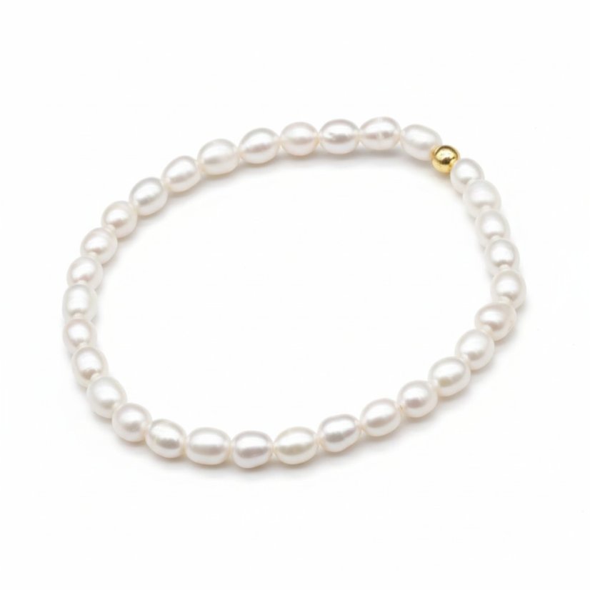 Perlový NÁRAMEK - BUBBLE PURE WHITE - Barva zapínání: Stříbrná