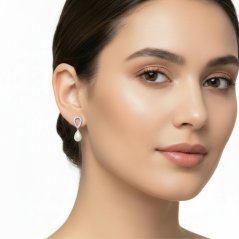 Perlové NÁUŠNICE se zirkony - DROP