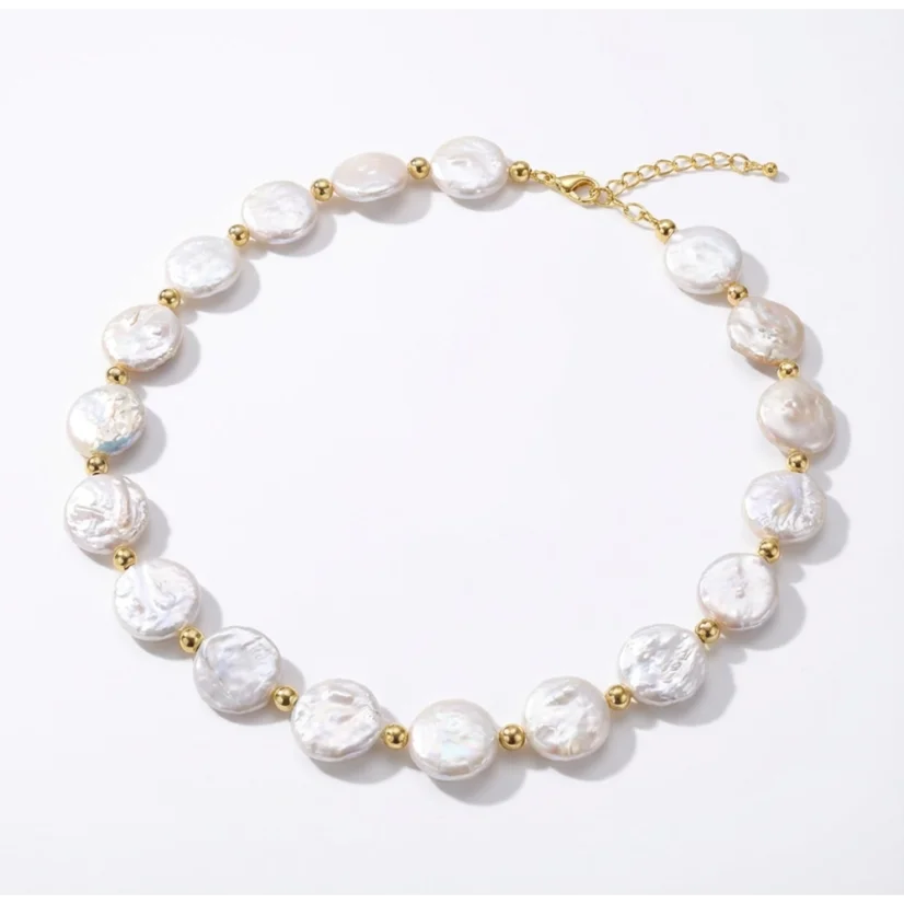 Perlový NÁHRDELNÍK - WHITE COIN