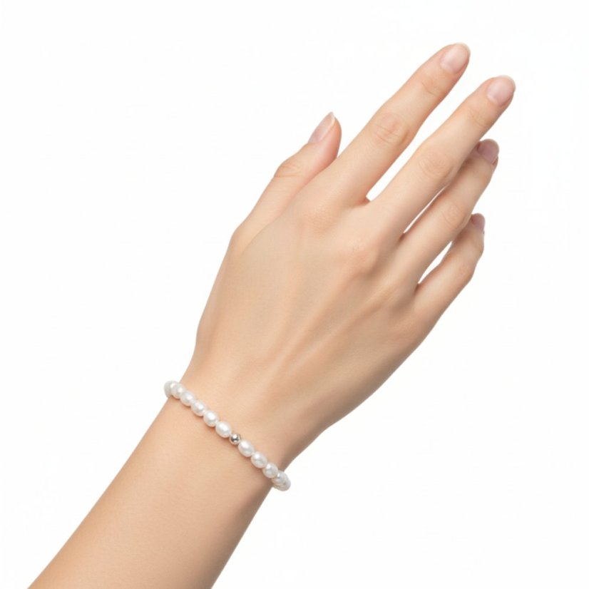 Perlový NÁRAMEK - BUBBLE PURE WHITE - Barva zapínání: Stříbrná