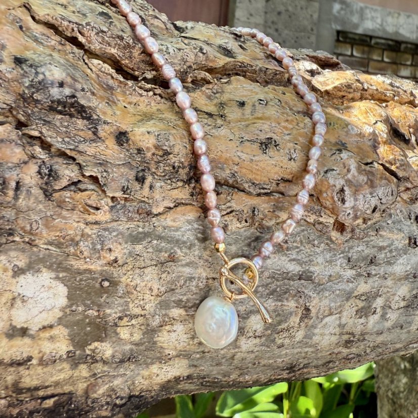 Perlový NÁHRDELNÍK - VIOLET SIMPLY GOLD COIN