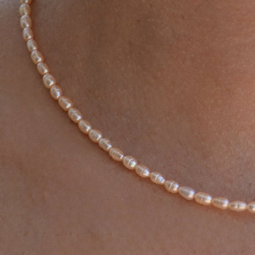 Perlový NÁHRDELNÍK - ROSE SIMPLY - Barva zapínání: Zlatá