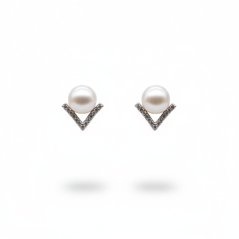 Perlové NÁUŠNICE se zirkony - VÉČKO