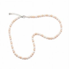 Perlový NÁHRDELNÍK - ROSE WHITE BUBBLE SILVER