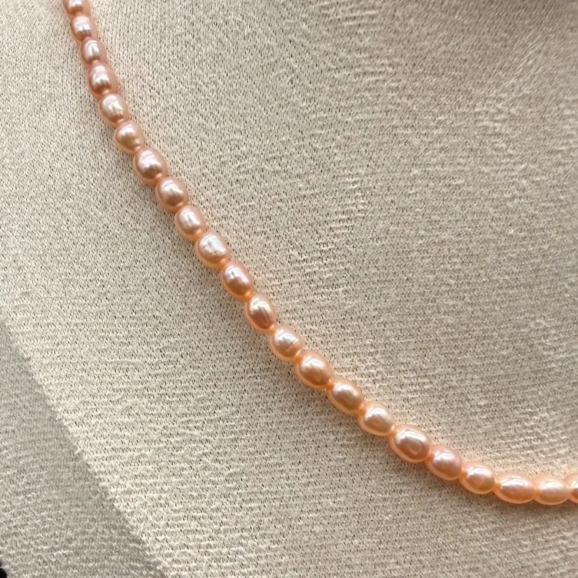Perlový NÁHRDELNÍK - ROSE BUBBLE - Barva zapínání: Stříbrná
