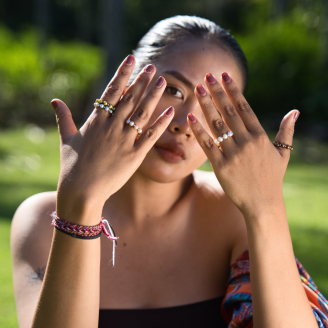 Perlový prsteň 7 RINGS - Hnedý