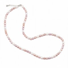 Perlový NÁHRDELNÍK - VIOLET WHITE BUBBLE SILVER CHOKER