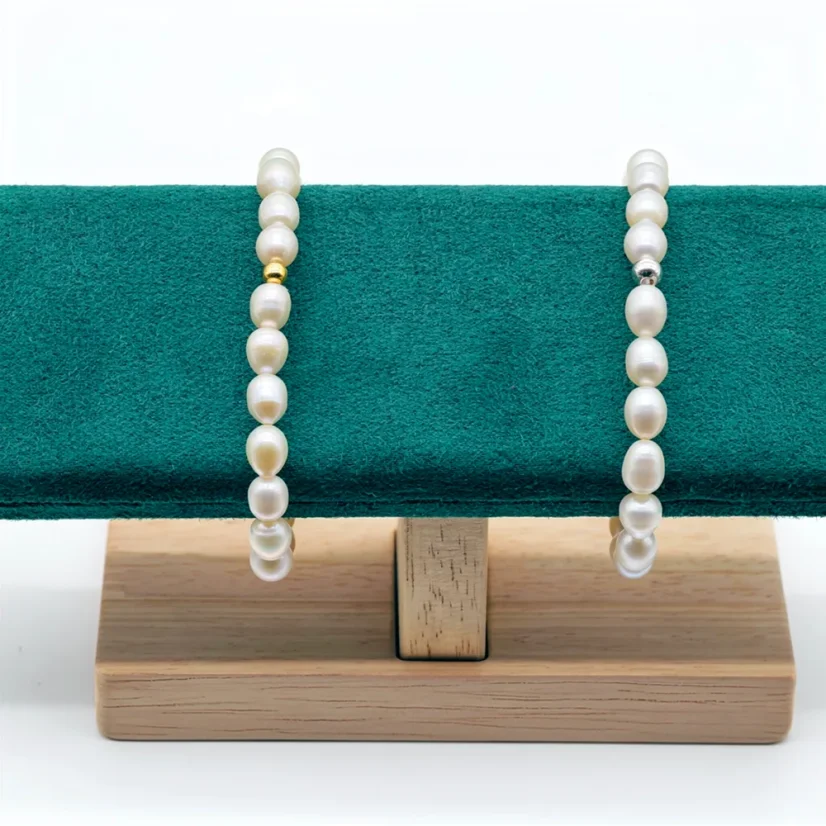 Perlový NÁRAMEK - WHITE BUBBLE MIST