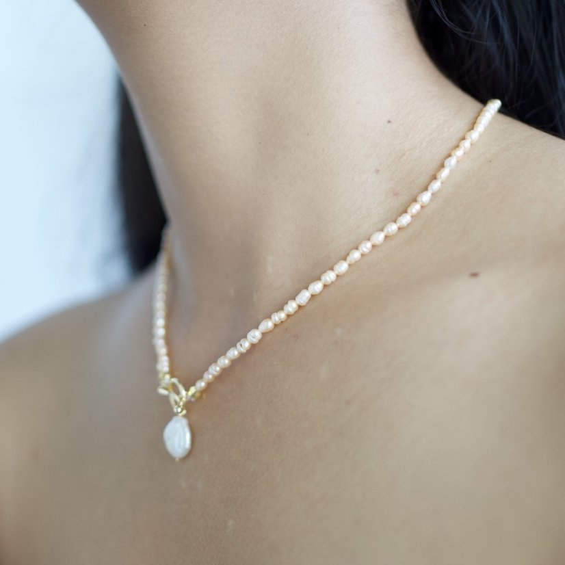 Perlový NÁHRDELNÍK - ROSE SIMPLY GOLD COIN