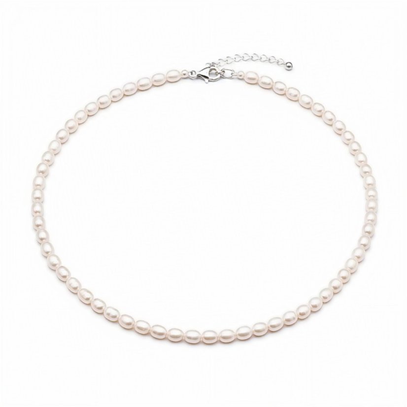 Perlový NÁHRDELNÍK - WHITE BUBBLE - Barva zapínání: Stříbrná