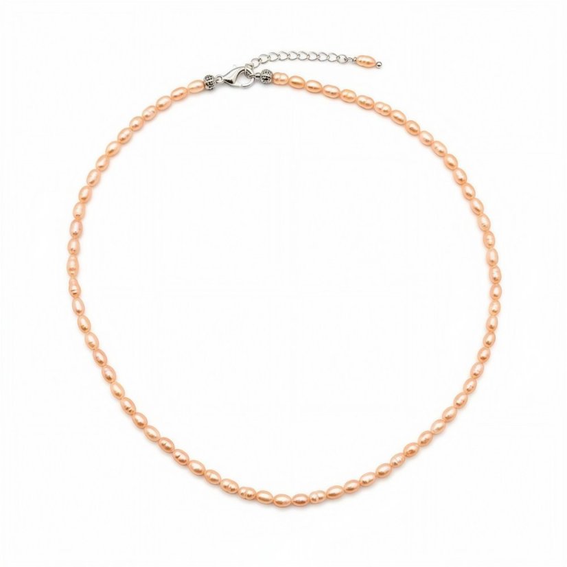 Perlový NÁHRDELNÍK - ROSE SIMPLY - Barva zapínání: Stříbrná