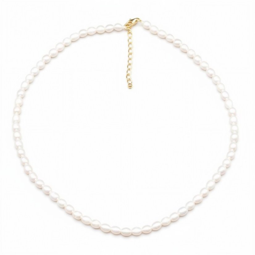 Perlový NÁHRDELNÍK - WHITE BUBBLE - Barva zapínání: Stříbrná