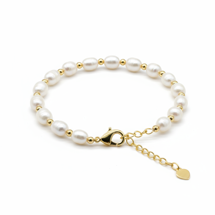 Perlový NÁRAMOK - WHITE GOLD BUBBLE