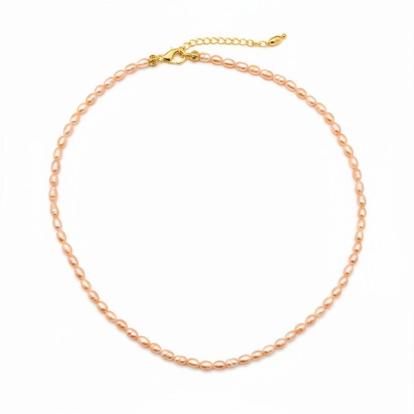 Perlový NÁHRDELNÍK - ROSE SIMPLY - Barva zapínání: Zlatá