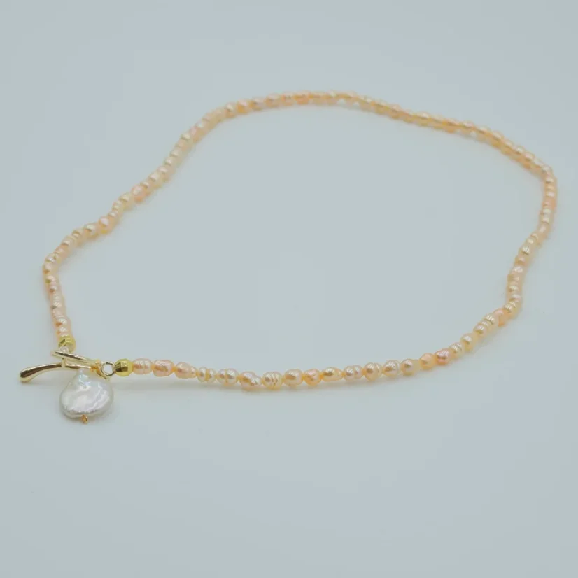 Perlový NÁHRDELNÍK - ROSE SIMPLY GOLD COIN