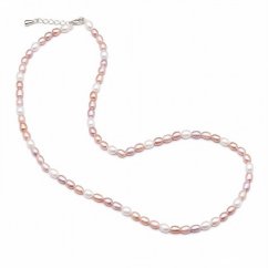 Perlový NÁHRDELNÍK - VIOLET WHITE BUBBLE SILVER CHOKER