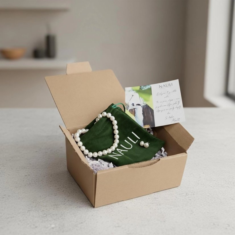 Perlový NÁHRDELNÍK - WHITE SIMPLY SILVER COIN